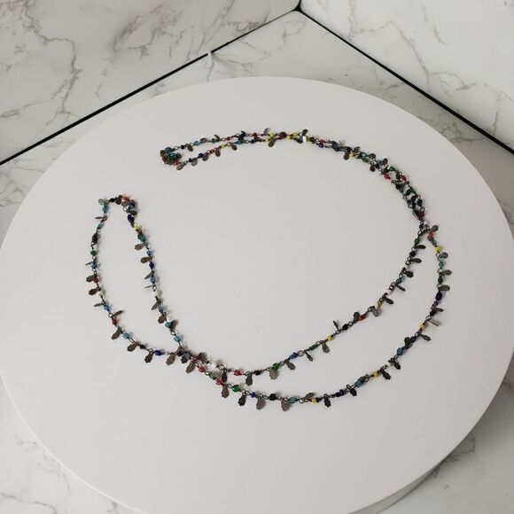 VINTAGE Bronze and Seed Bead Delicate Single Strand Necklace - Picture 7 of 8